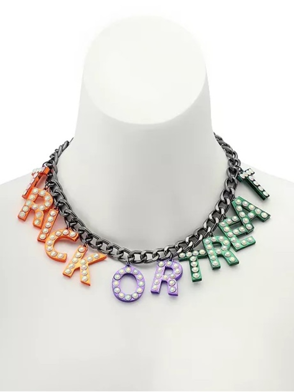 Betsey Johnson Faux Stone Halloween Trick or Treat Statement Necklace BNWT